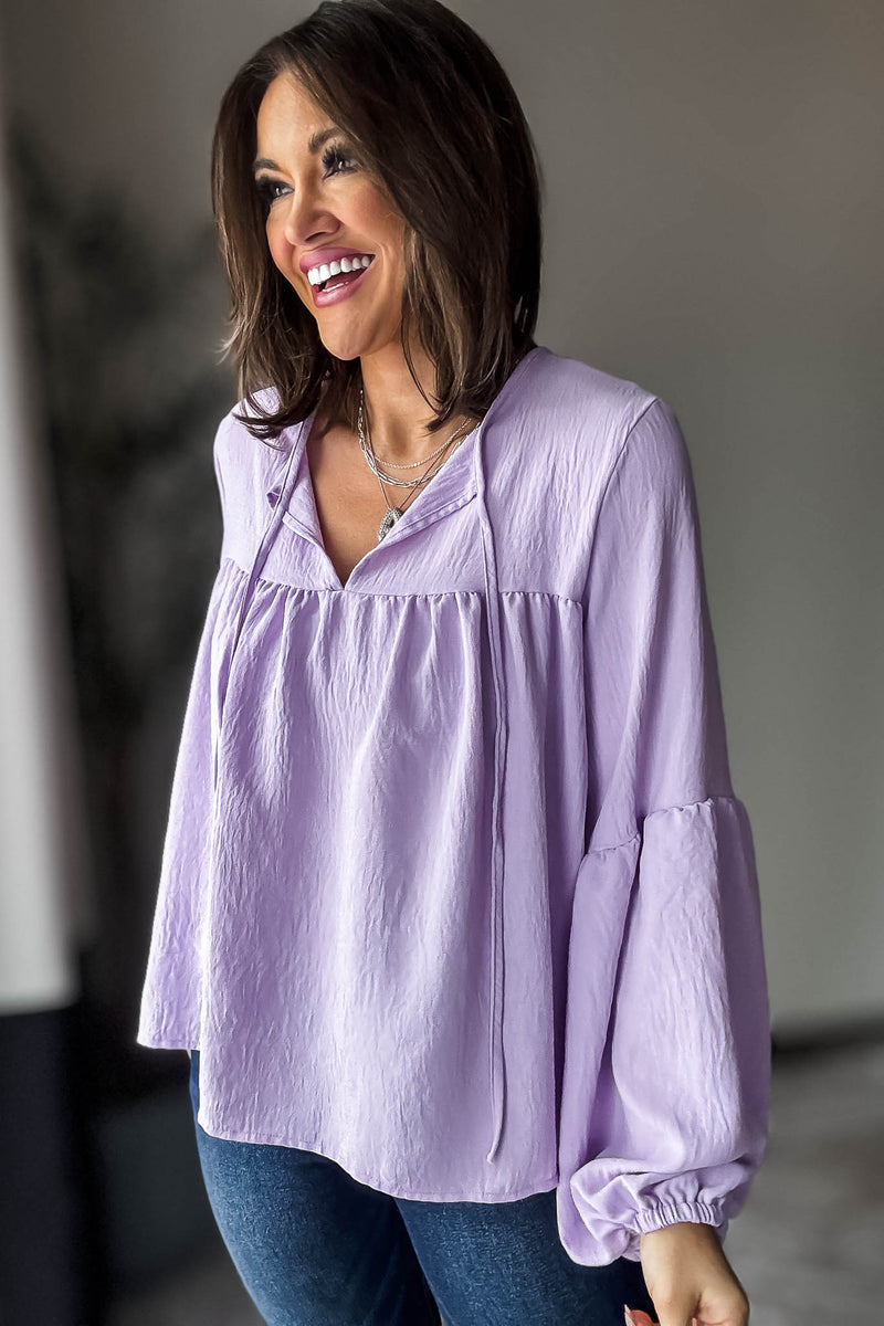 Solid Lavender Baby Doll Top