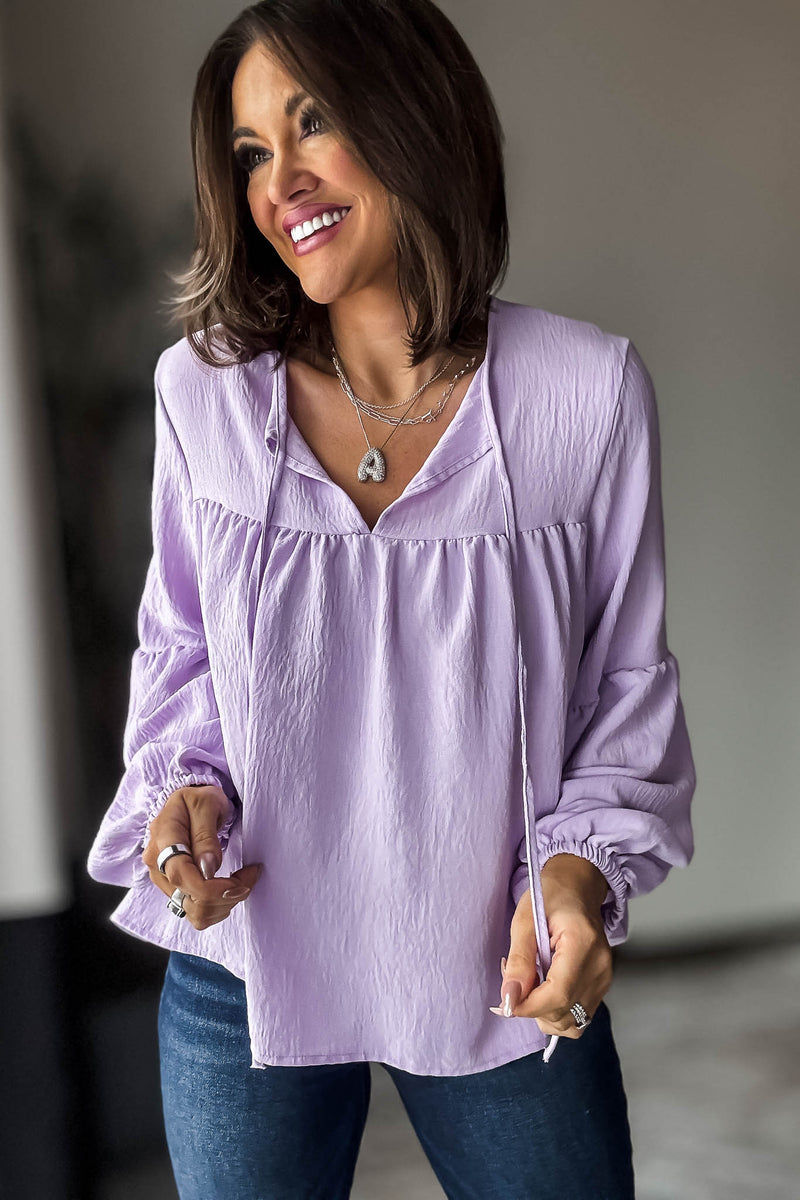 Solid Lavender Baby Doll Top