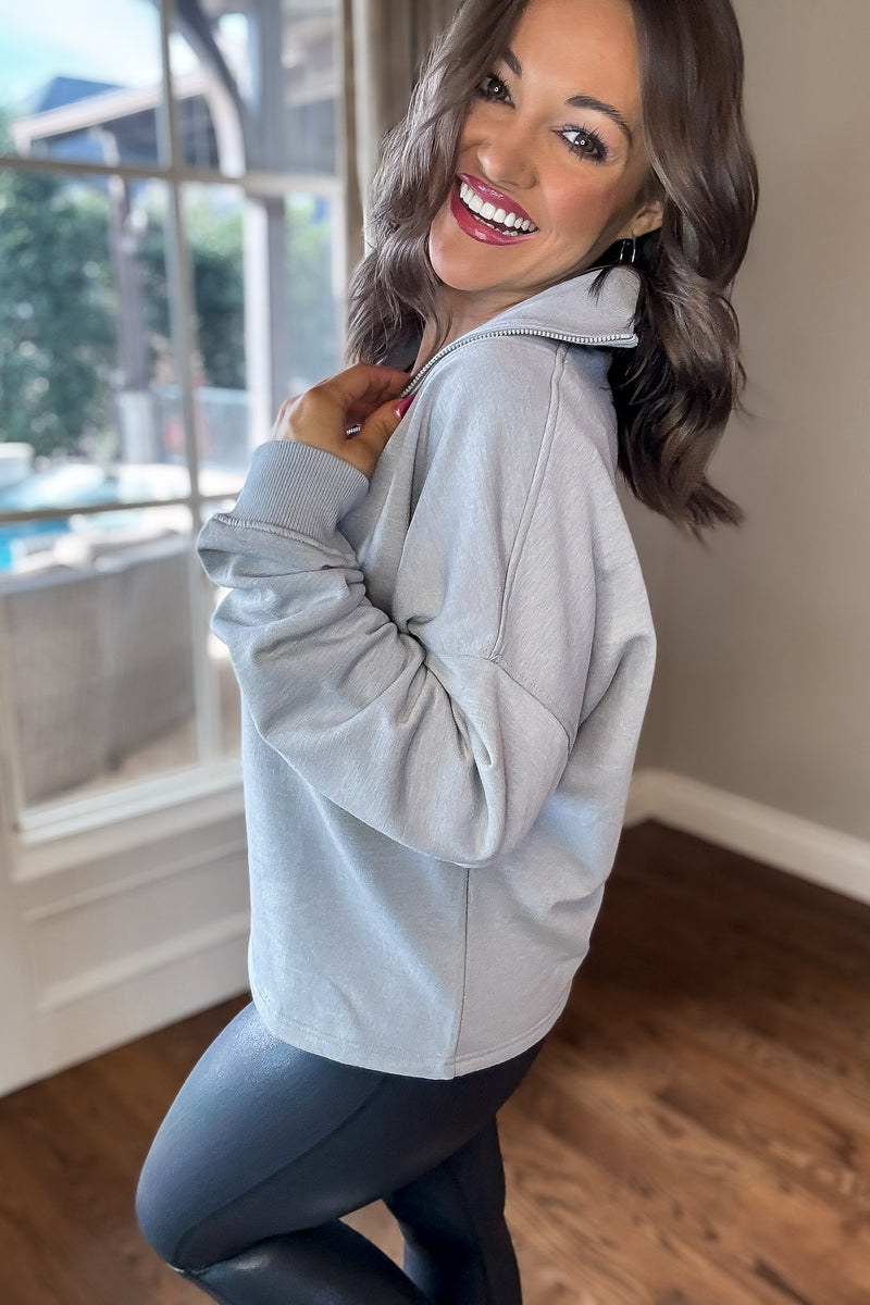 Feeling Alive Heather Grey Pullover