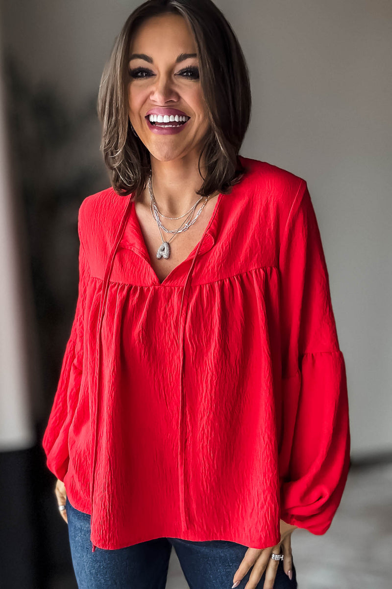 Solid Red Baby Doll Top