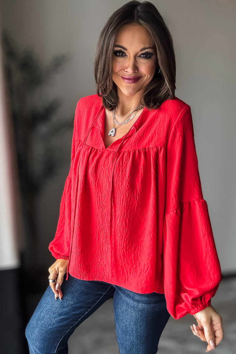 Solid Red Baby Doll Top