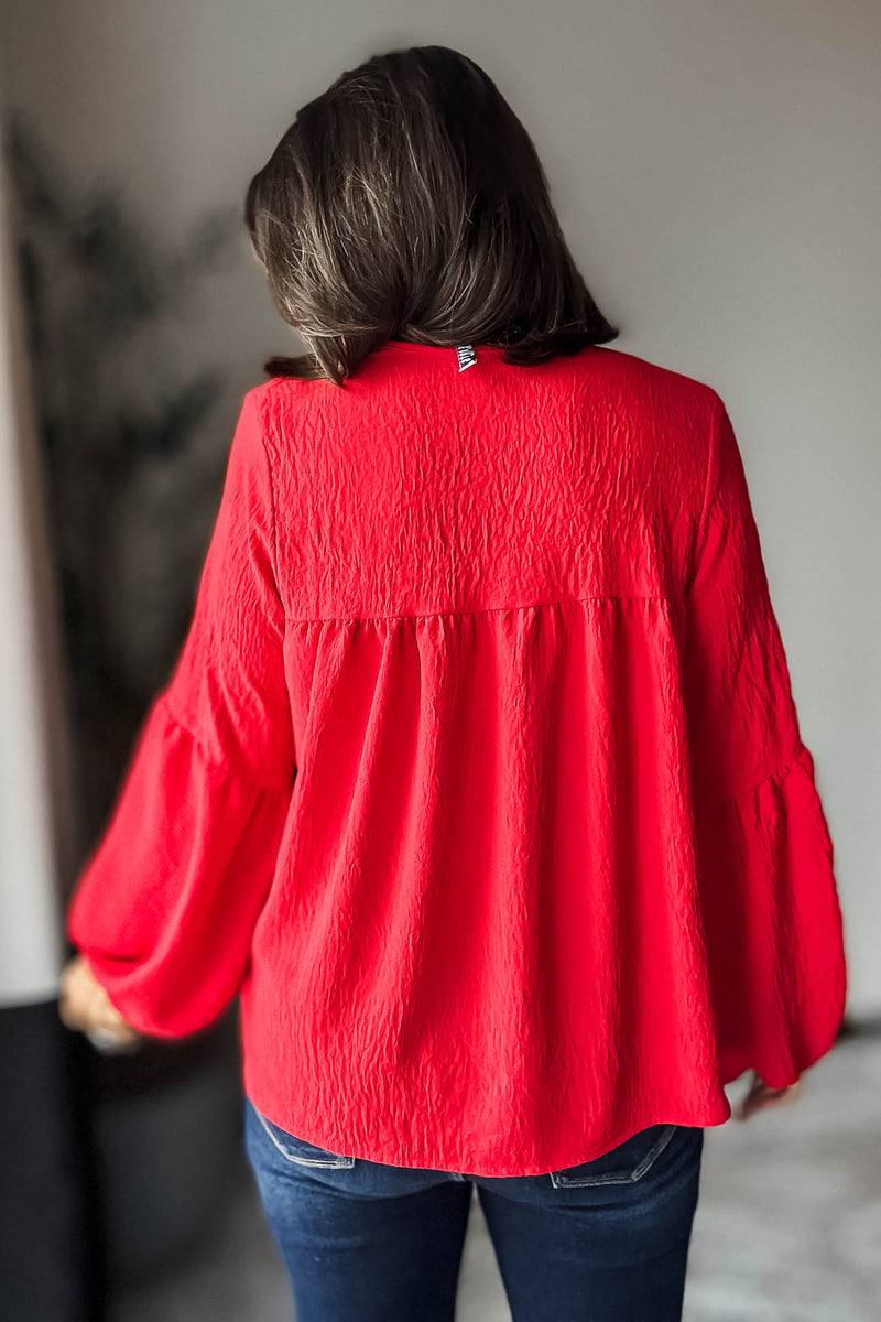 Solid Red Baby Doll Top