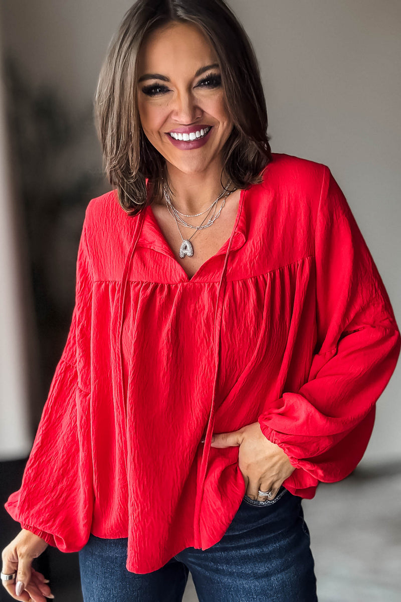 Solid Red Baby Doll Top