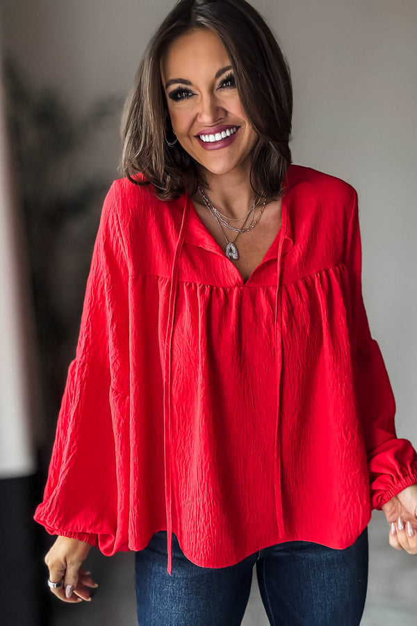 Solid Red Baby Doll Top