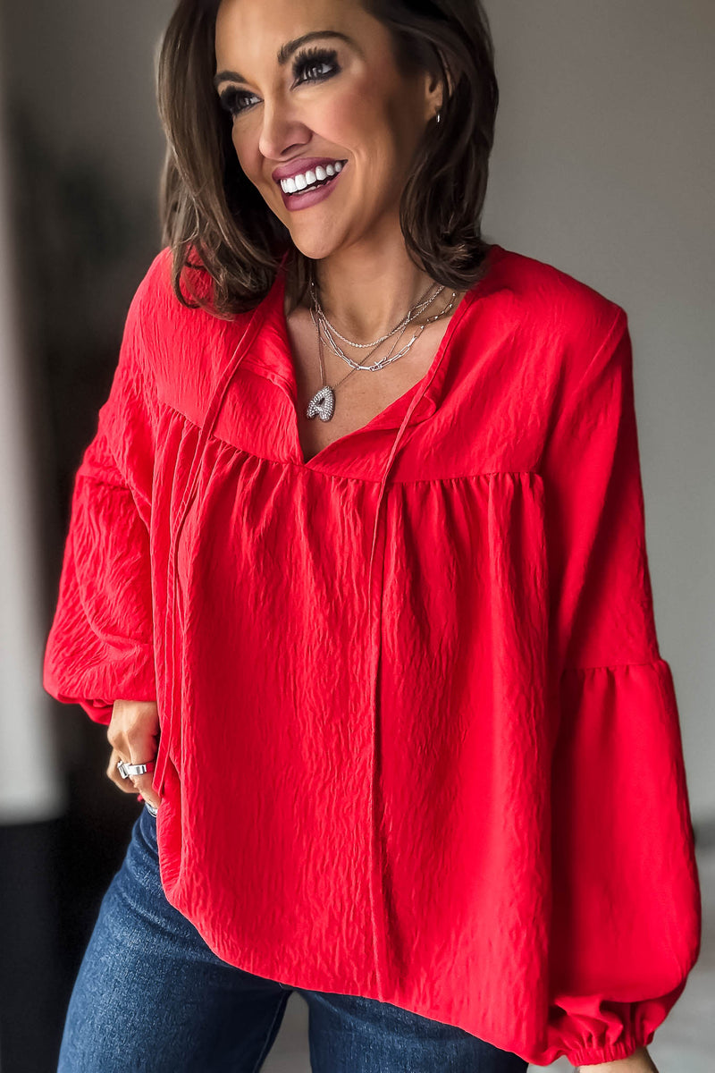 Solid Red Baby Doll Top