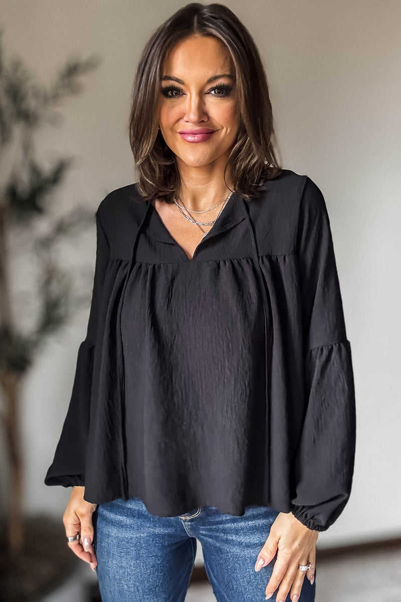 Solid Black Baby Doll Top