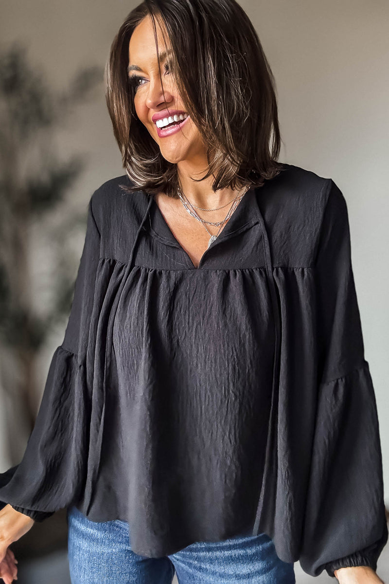 Solid Black Baby Doll Top