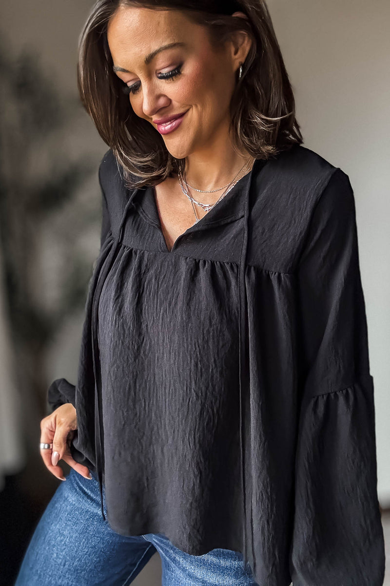 Solid Black Baby Doll Top