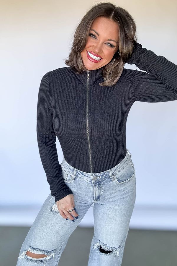 Black Zip Up Top
