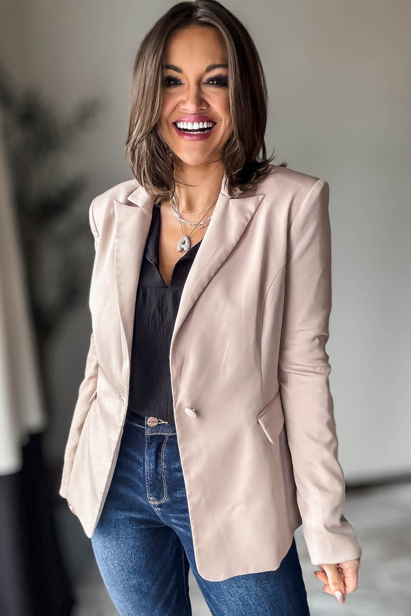 Taupe Long Sleeve Blazer