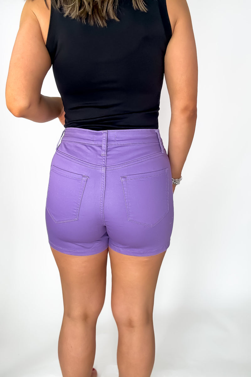 A Sight To See Lavender High Rise Color Jean Shorts