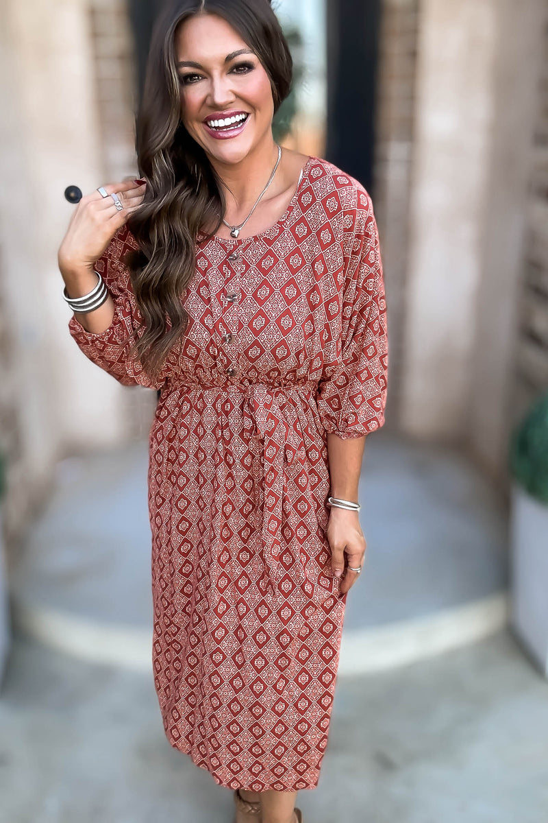 Pumpkin Spice Print Dress
