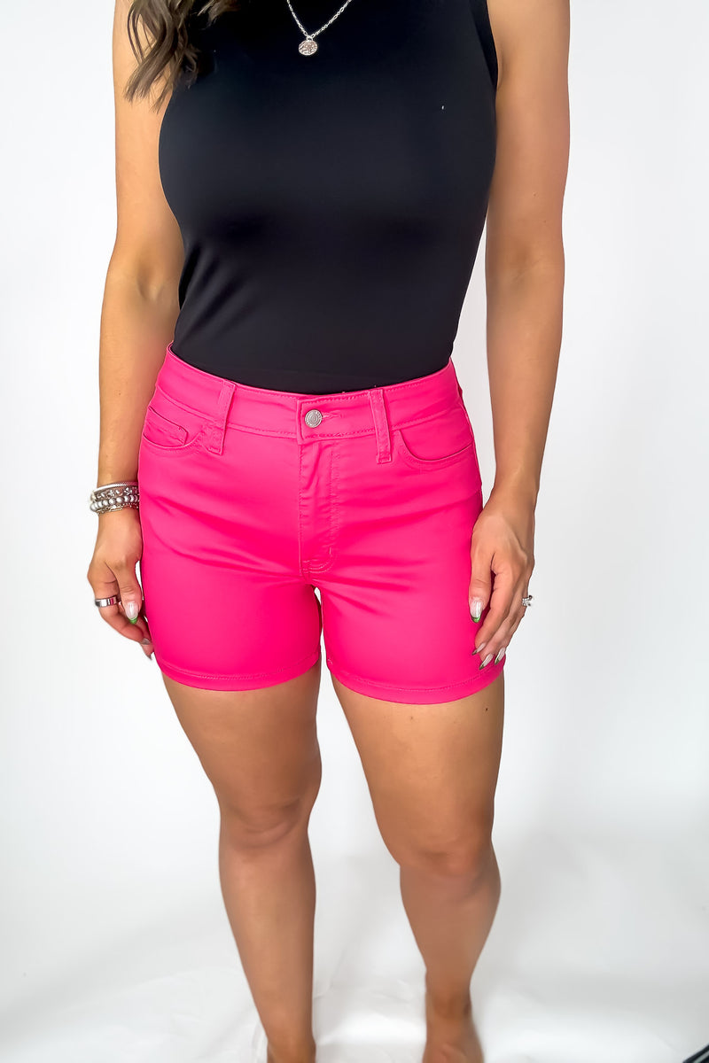 A Sight To See Fuchsia High Rise Color Jean Shorts