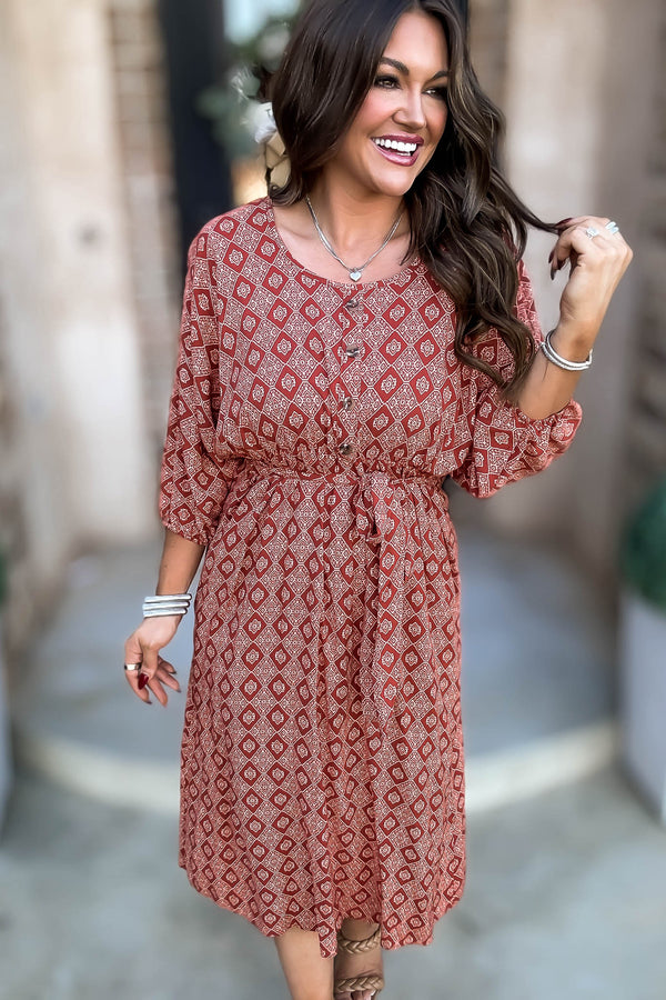 Pumpkin Spice Print Dress