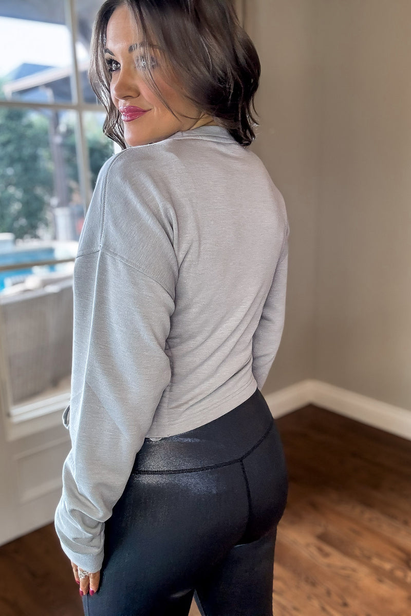 Fleece Heather Grey Crewneck Top