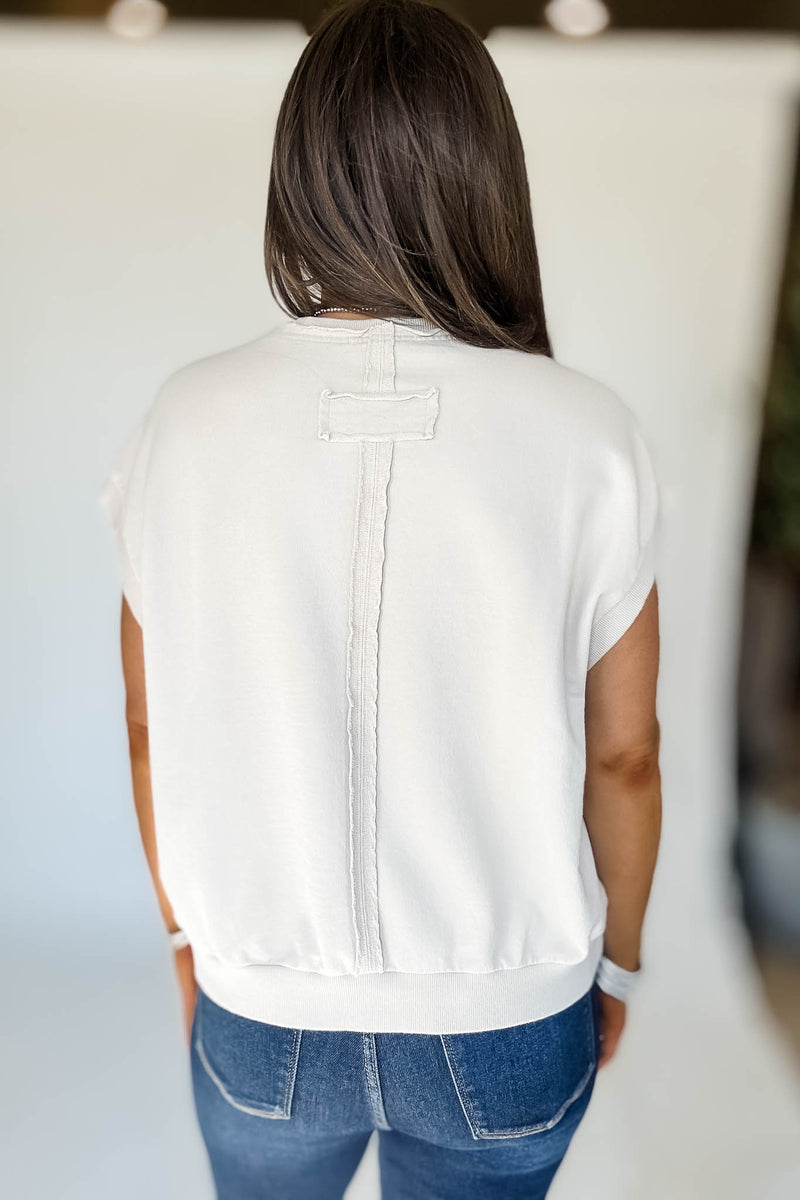 French Terry Sand Beige Sleeveless Top