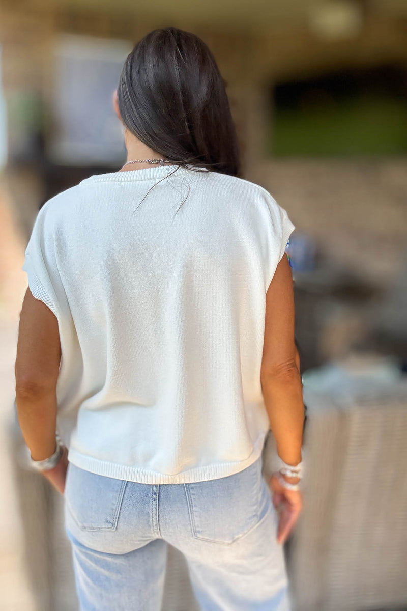 White Oversized Sweater Vest Top