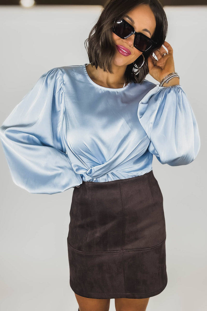 Brown Suede Cross Stitch Mini Skirt