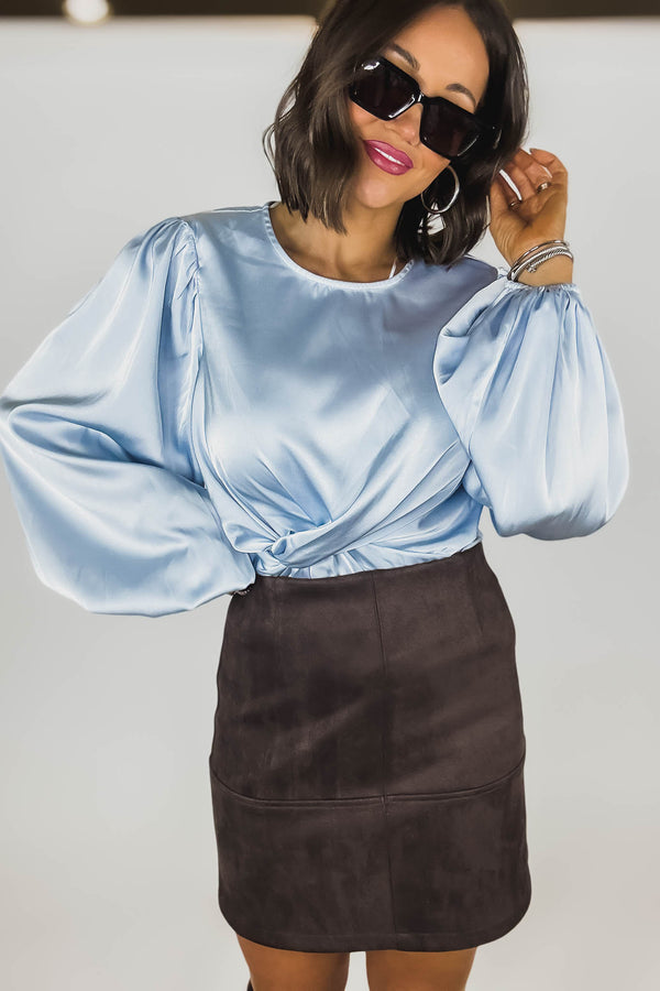 Brown Suede Cross Stitch Mini Skirt