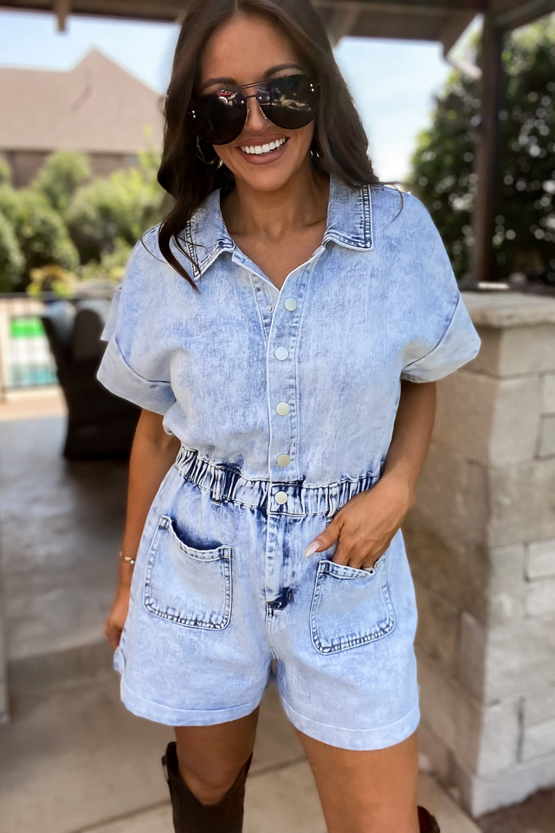 Start It Blue Denim Romper