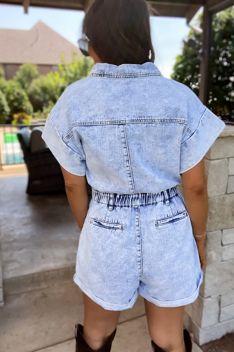 Start It Blue Denim Romper