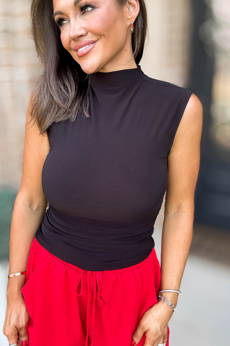 Ready For Everything Black High Neck Knit Top