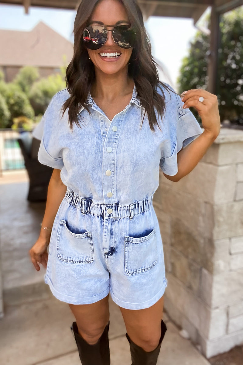 Start It Blue Denim Romper