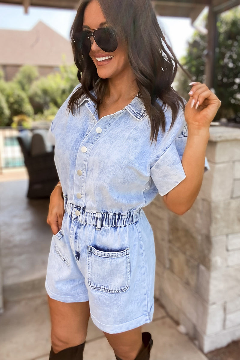 Start It Blue Denim Romper