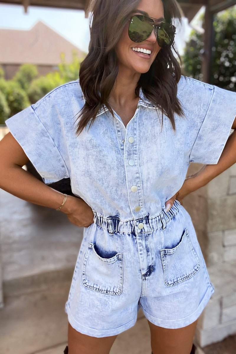 Start It Blue Denim Romper