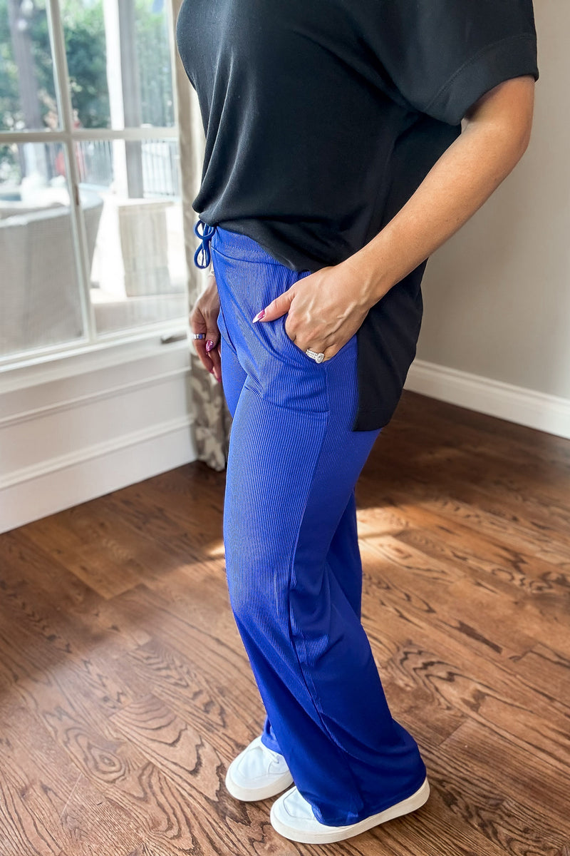 Fabulous Find Electric Royal Stretch Ribbed Pants