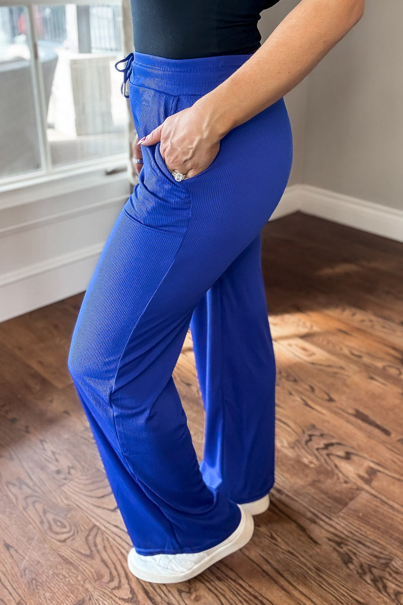 Fabulous Find Electric Royal Stretch Ribbed Pants
