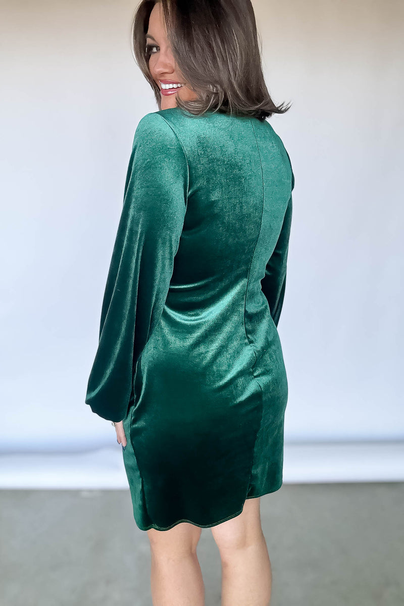 Sweet Echoes Velvet Emerald Dress