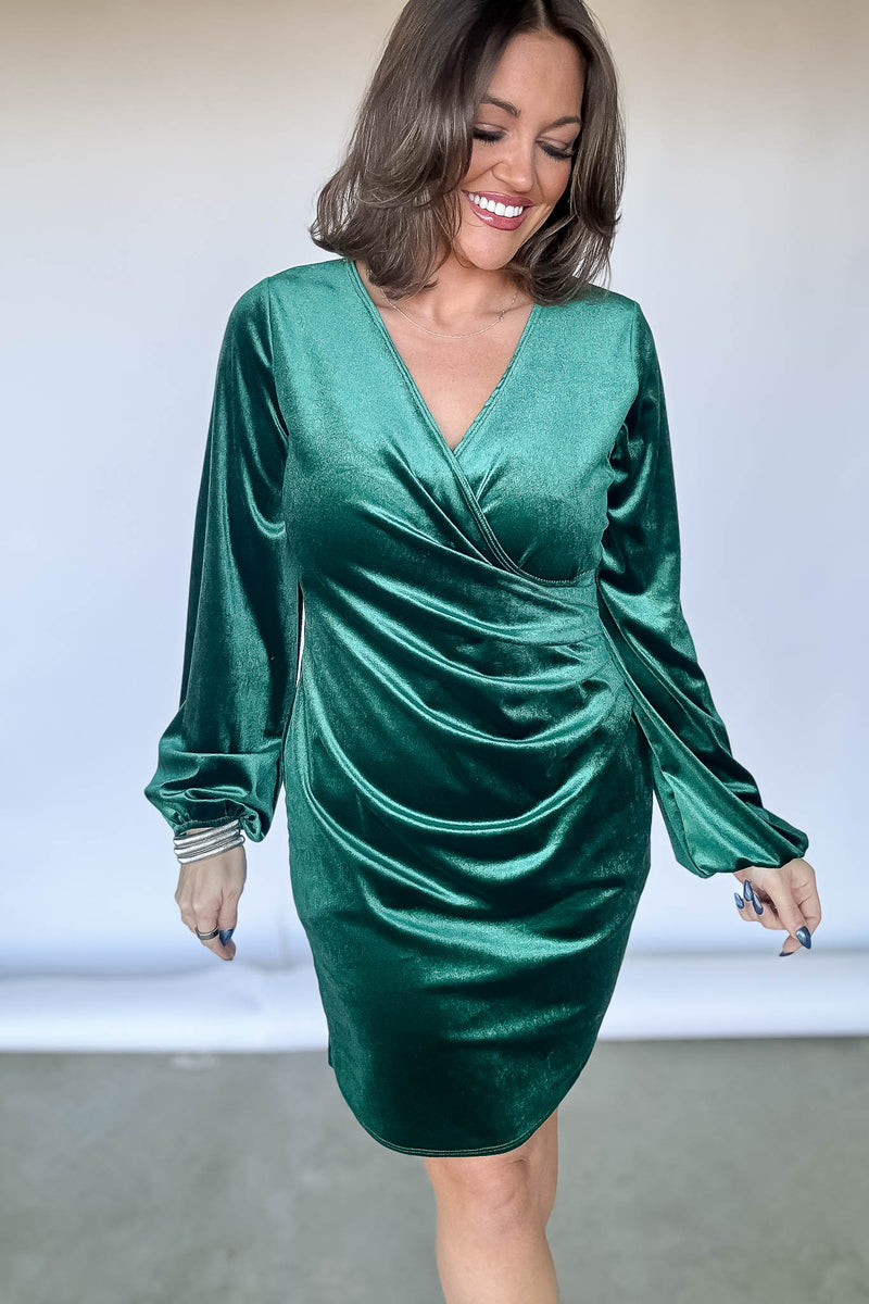 Sweet Echoes Velvet Emerald Dress