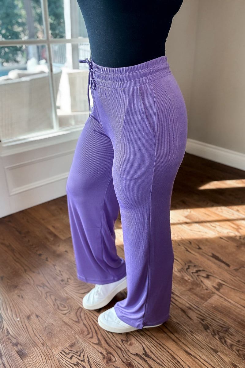 Fabulous Find Dark Violet Stretch Ribbed Pants