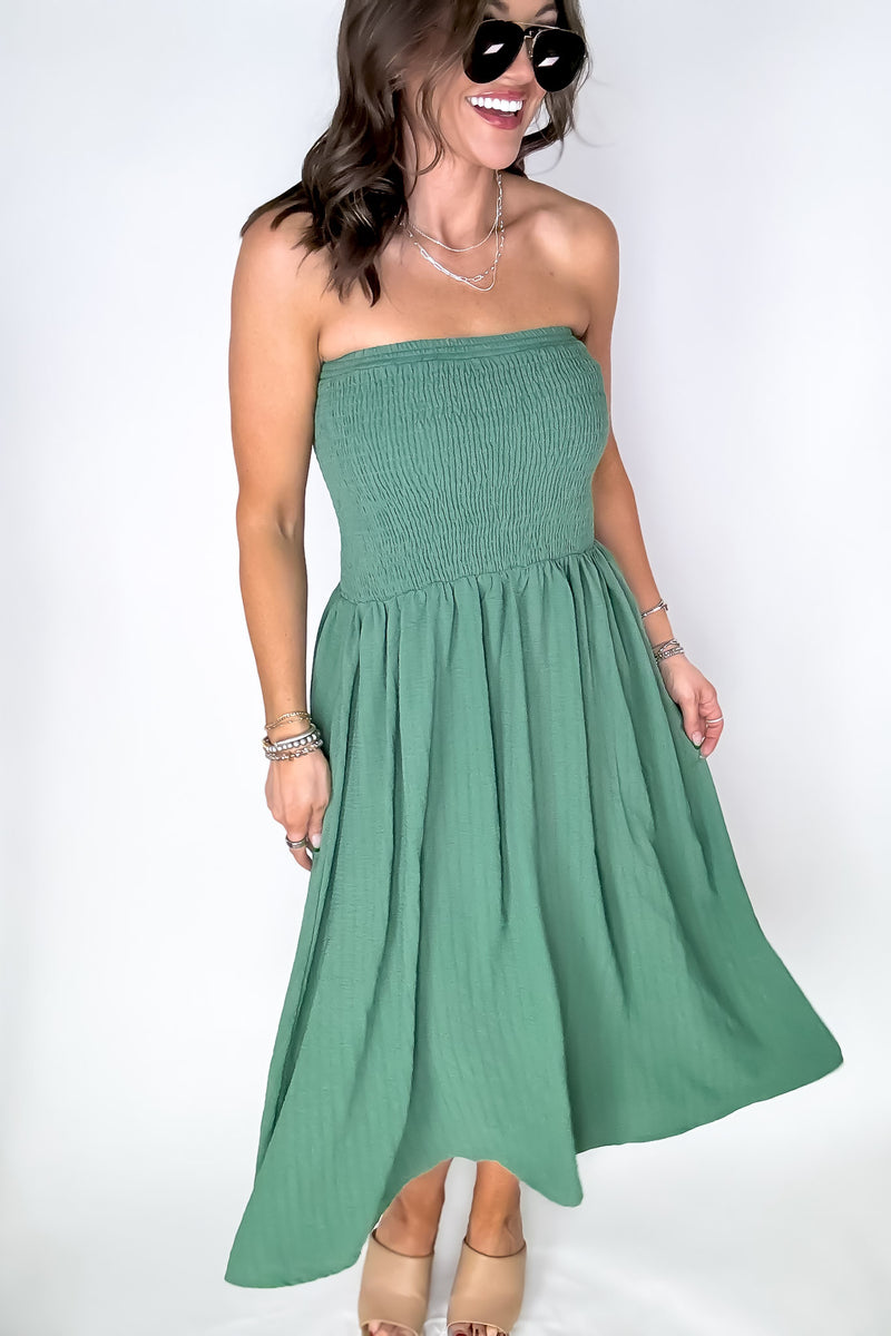 Two In One Green Everyday Essential Smocked Dress/Skirt