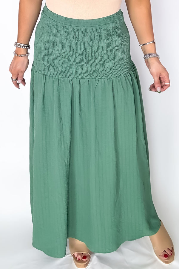 Two In One Green Everyday Essential Smocked Dress/Skirt