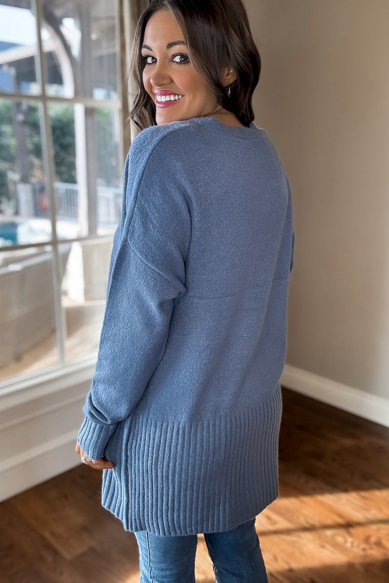 Be A Blessing Classic Blue Cardigan