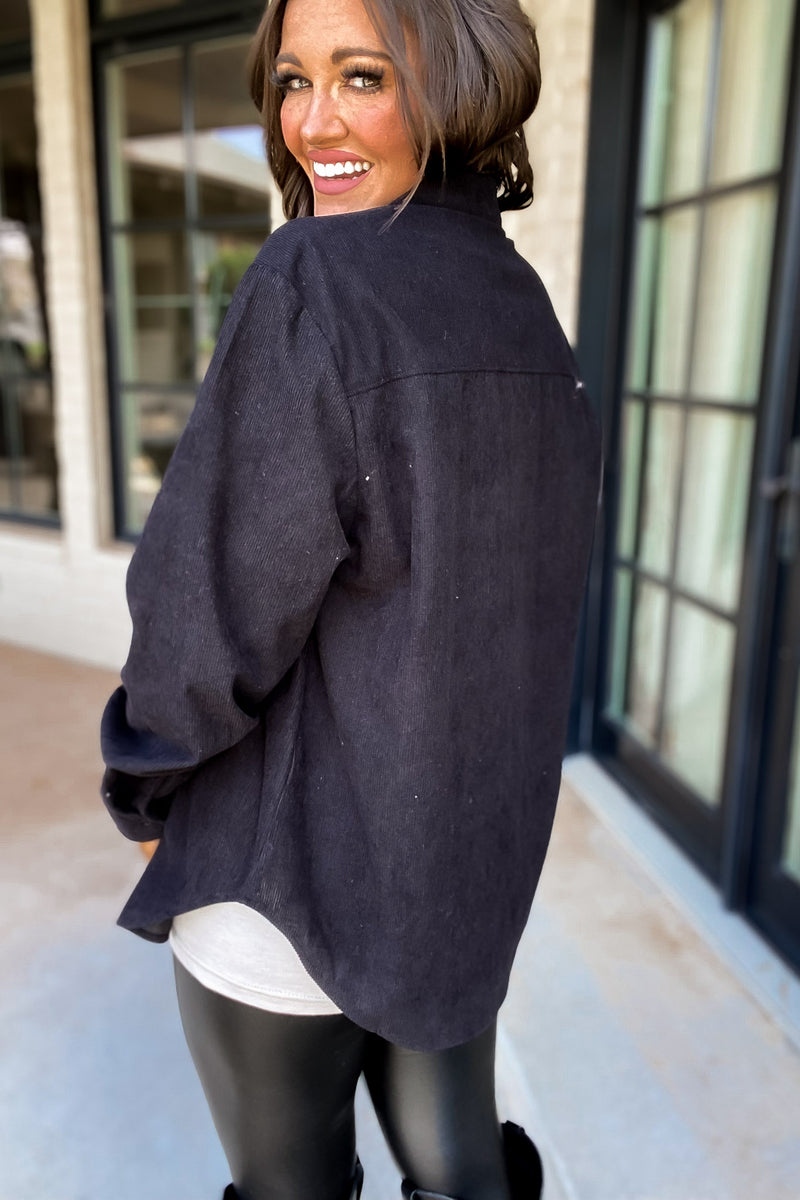 Carry On Black Corduroy Shacket