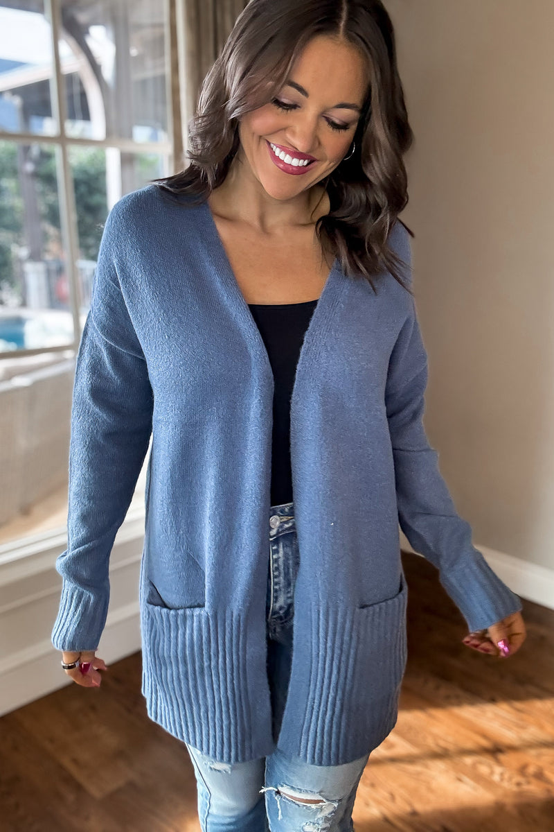Be A Blessing Classic Blue Cardigan