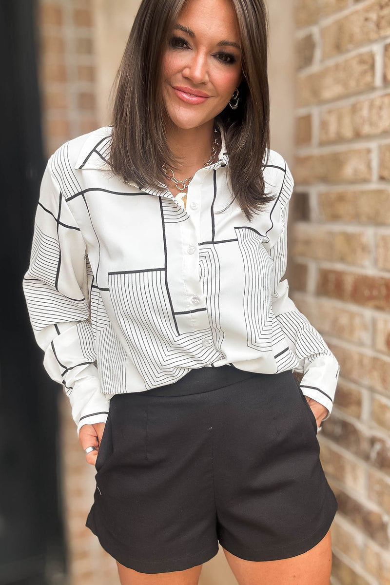 Black Sassy Linen Mix Shorts