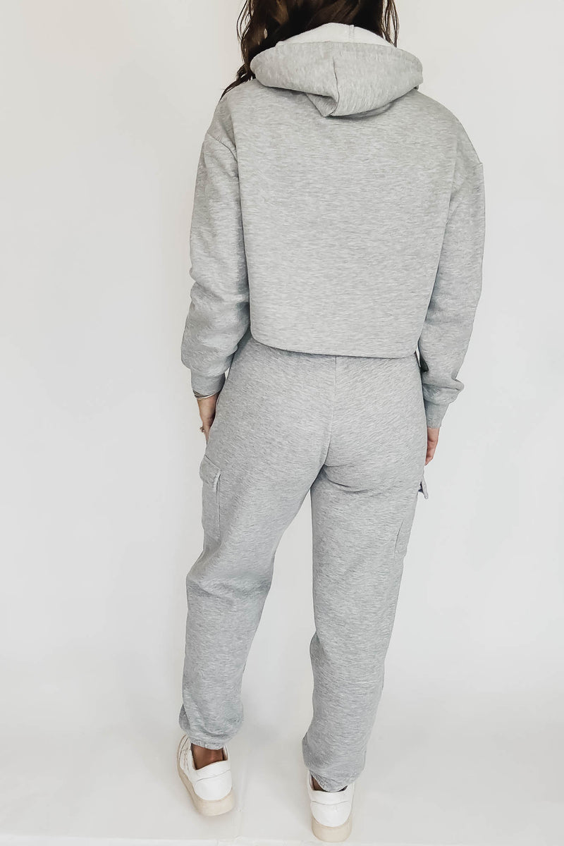 Relaxed Heather Grey Fleece Cargo Jogger Sweatpants