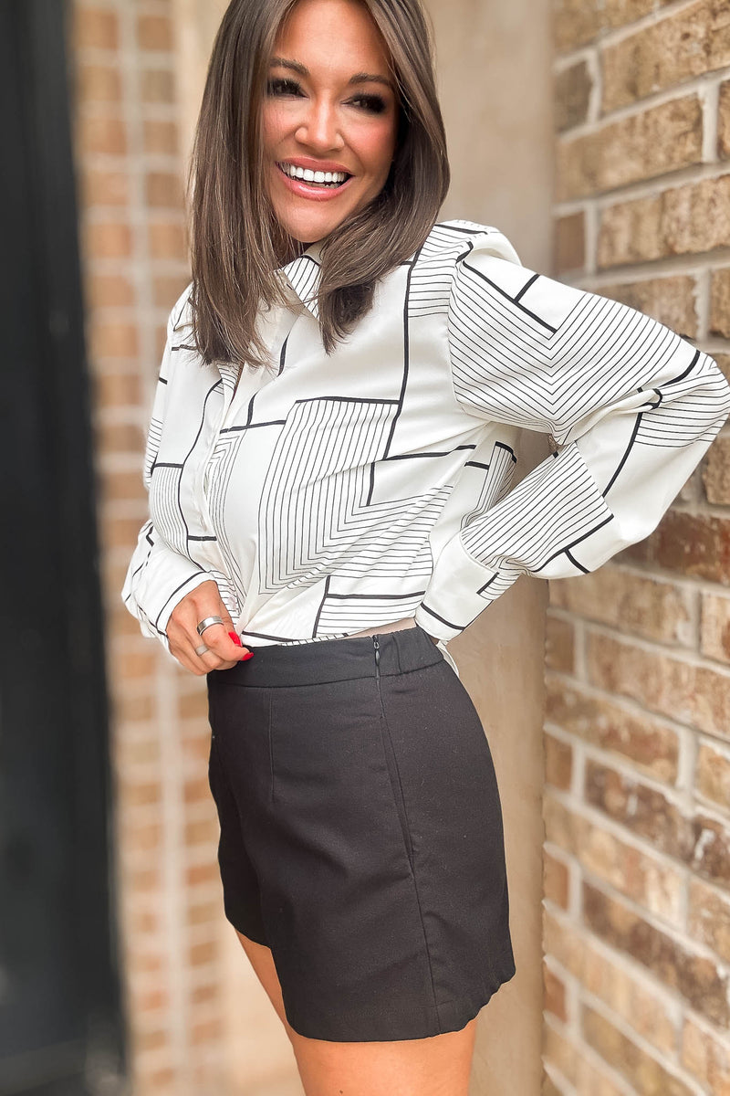 Black Sassy Linen Mix Shorts