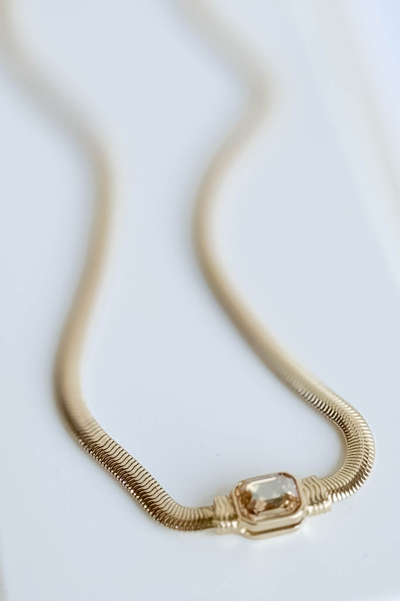 Crystal Clear Snake Gem Necklace