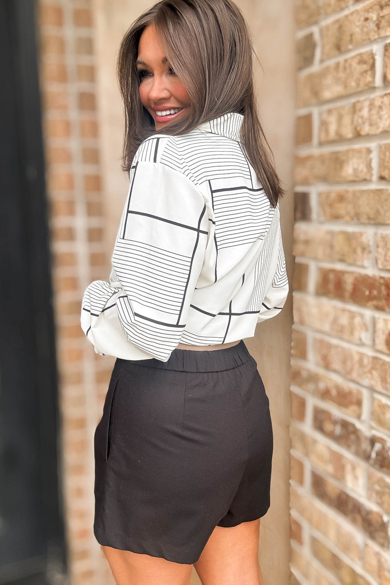 Black Sassy Linen Mix Shorts