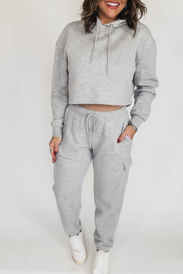 Relaxed Heather Grey Fleece Cargo Jogger Sweatpants