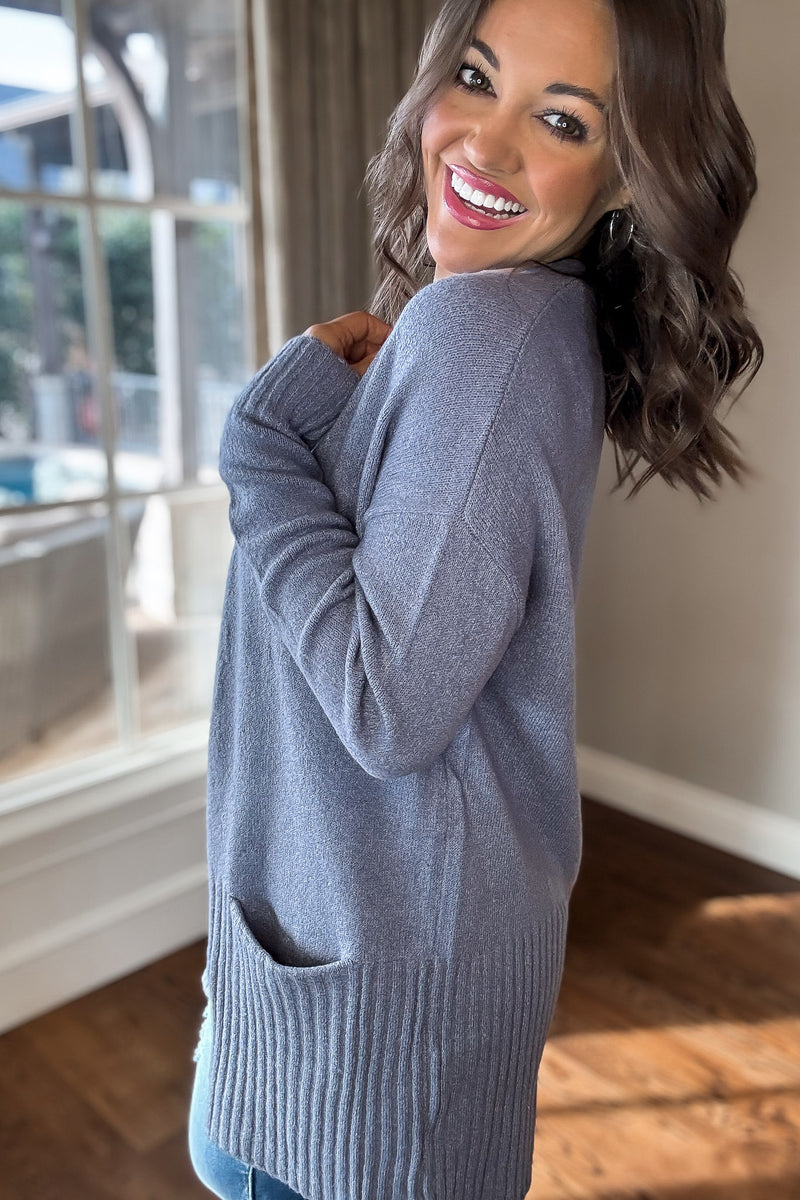 Alexis Favorite Heather Grey Dolman Sleeves Shirring Detail Jersey Knit Top