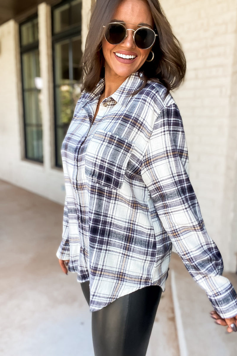 Feel Good Women's Black Flannel Top