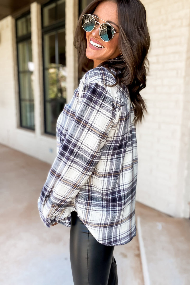 Feel Good Women's Black Flannel Top