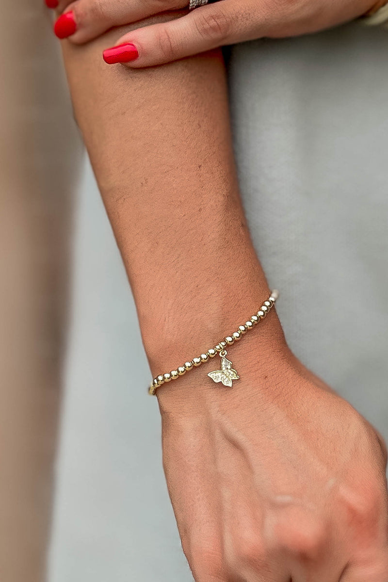 Butterfly Gold Beaded Bracelet