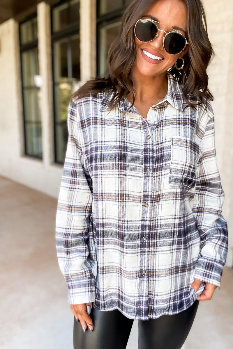 Feel Good Women's Black Flannel Top